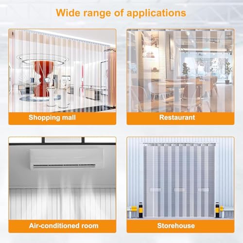 Rideau à lanières en vinyle transparent isolant et coupe-vent pour intérieur 0.75x2.1m