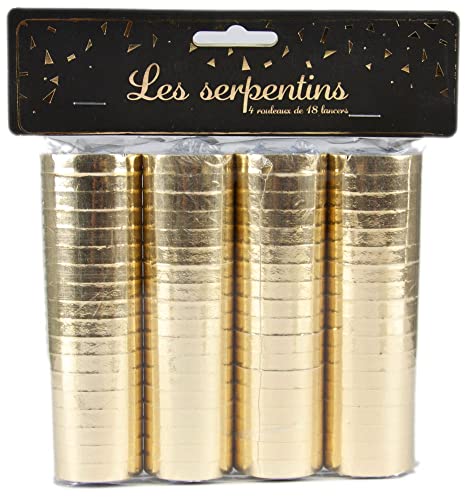 Party Pro 913603, Sachet de 4 Rouleaux de serpentins Or