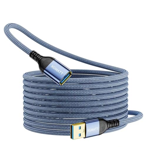XGMATT USB 3.0 Verlängerung Kabel,USB Verlängerungskabel A Stecker auf A Buchse mit eleganten Alluminiumsteckern, Nylon Stoffmantel für Tastatur, Drucker,PS VR, Kamera, Kartenlesegerät