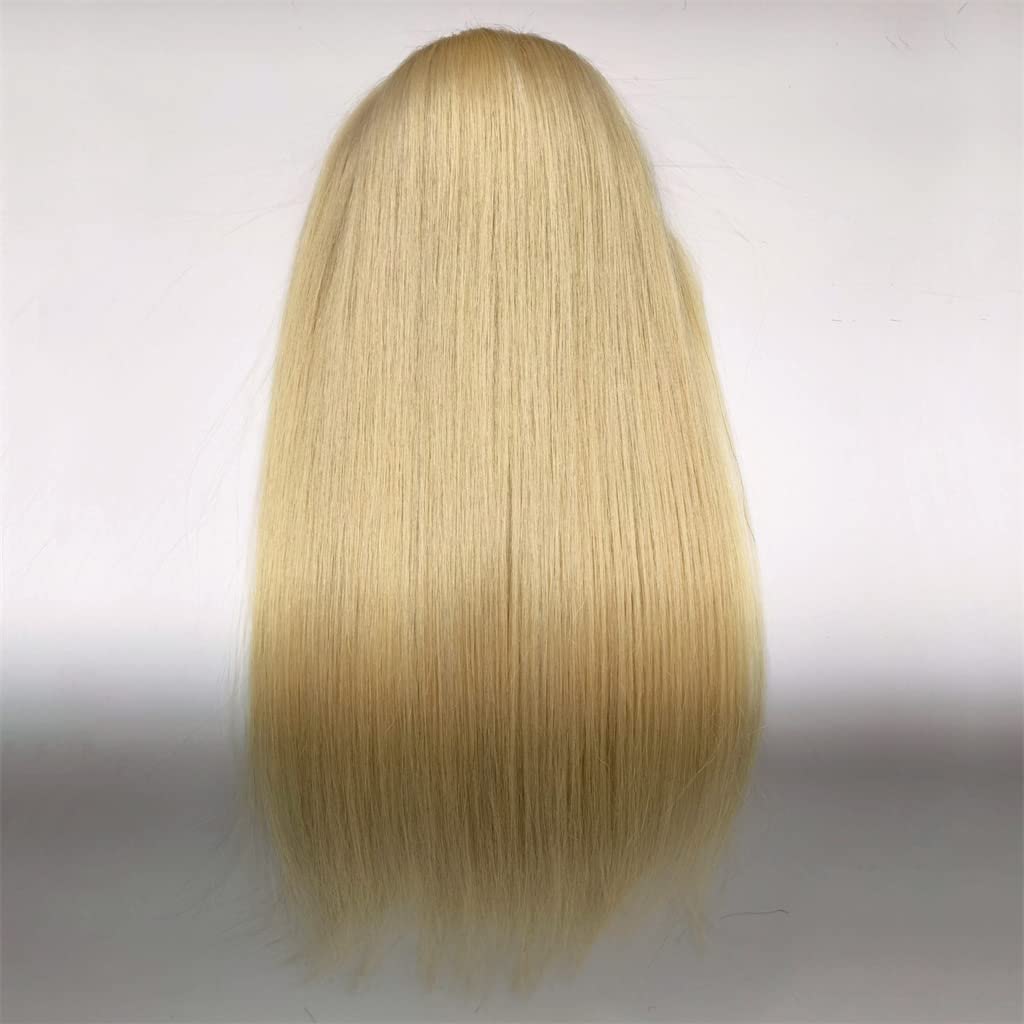 Human Hair Ponytail Extension with Drawstring Silky Straight #613 Light Blonde 14 Inches