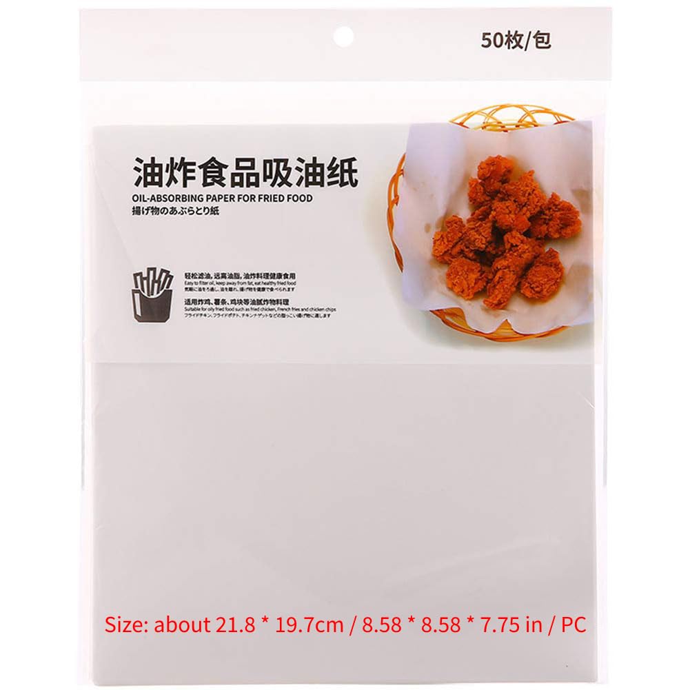 Fogli assorbenti olio, 50 pezzi Carta assorbente olio per ambiente cottura Carta da fritta Tempura filtro per barbecue fritta