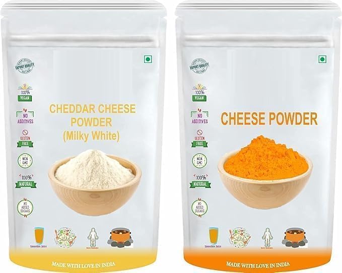 VK Pack of 2 Orange Cheddar Cheese Powder and White Cheddar Cheese Powder (500 GM Each) Combo Pack - 1000 GM