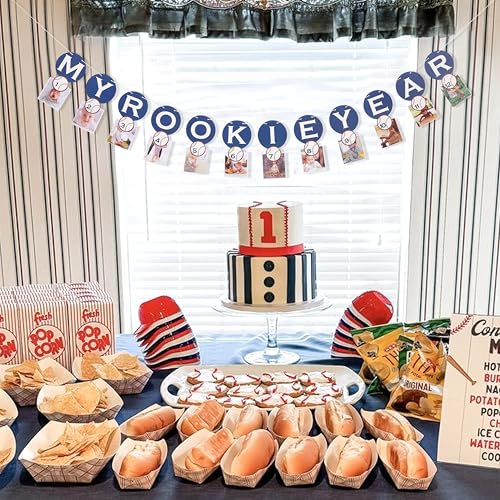 Image of Rookie Of The Year 12 Photo Banner,Baseball First /1st Birthday Decoration