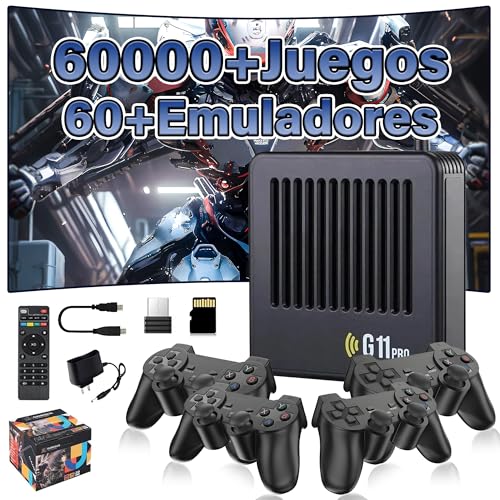 G11 Pro Game Box Consola Retro,4K Game Stick 60+Emulador,60000+ Juegos,Sistema Dual Salida HD Consola de Videojuegos con 4 Mandos Inalámbricos,Plug & Play Emulador Consola,Regalo para Adultos (256G)