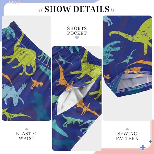 ZZXXB Retro Dinosaur Camouflage Print Boys Long Pants Soft Trousers Elastic Waist Kids Lounge Bottoms with Pockets S-XL4