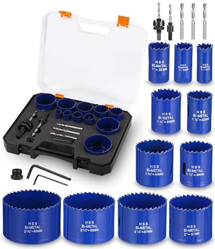 QWORK Lochsägen Set 5-teilig 16-30mm - HSS Stahl Für Metall, Holz & Kunststoff