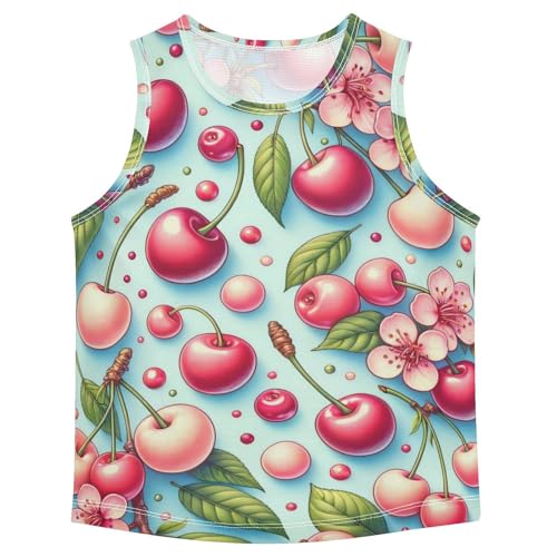 susiyo Cherry Fruits and Flowers Boys Sleeveless Tank Top Girls Athletic T Shirt