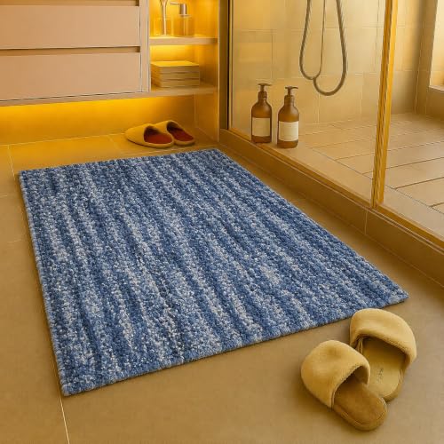 Image of Bathroom Mat Anti Slip Bathmat Water soak Absorbent Mats (40x60 CM, Blue)