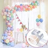 100 Stück Pastell-Ballon-Girlanden-Kit enthält 100 Pastell-Luftballons (hellblau / lila / mint / pfirsich / pink / gelb / hell) Mit 10M langes Ballon-Klebeband + 100-Punkt-Kleber