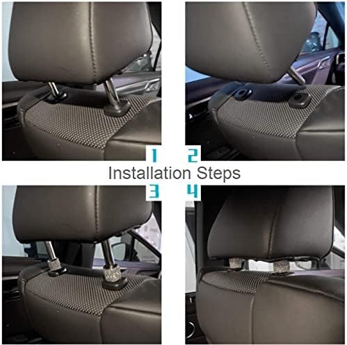 Aumo-mate 4 pcs Rhinestone Car Headrest Head Rest Collars Rings Decor Bling Car Seat Headrest Decoration Charms for Car SUV Truck Interior Decoration White