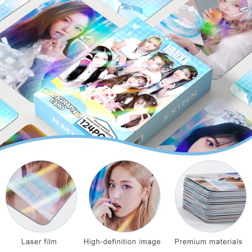 Image of FANCYKU 60PCS NMIXX Photo Cards and 64PCS Stickers K Pop Star Photocard Set Aesthetic Idol Collection Scrapbook and Phone Decor for Fans