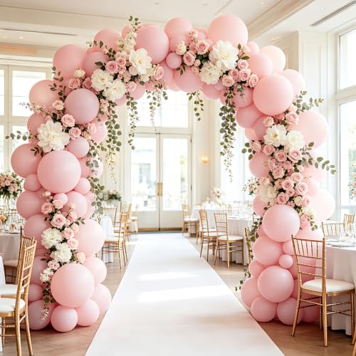 Image of 108Pcs Double Stuffed Light Pink Balloon Garland Arch Kit