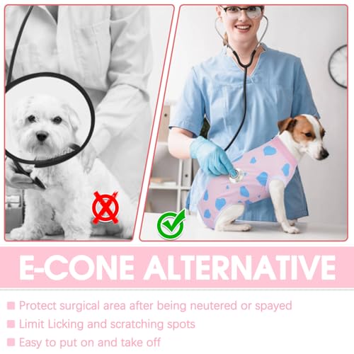 Image of BRKURLEG Small Dog Recovery Suit After Surgery Female Male, Abdominal Wound Protection, Back Zipper Spay Recovery Suit for Dogs & Cats, Soft Anti-Licking Puppy Onesie Pajamas, Cone Alternative, L