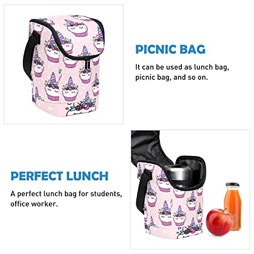 Bolsa de almuerzo con cremallera reforzada y estampado rosa de unicornio 3