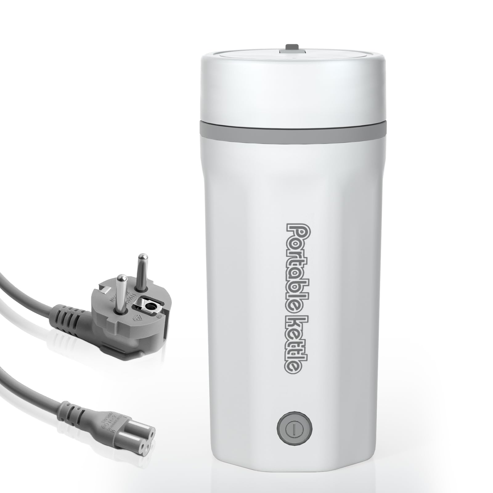 Elektrischer Reisewasserkocher Klein 500ML, Kleiner Wasserkocher Reise Schnelles Kochwasser Mini -Wasserkocher tragbar 316 Edelstahl, automatisches Schließen, For Tee, Kaffee, Babymilch (White 2)