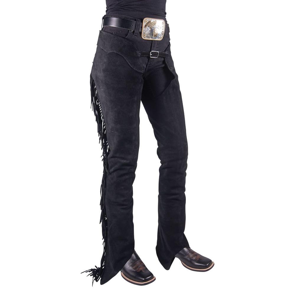 Schneiders Adult Suede Western Chaps with Fringe | Perfect for Horse Shows & Equestrian Style | Size X-Large