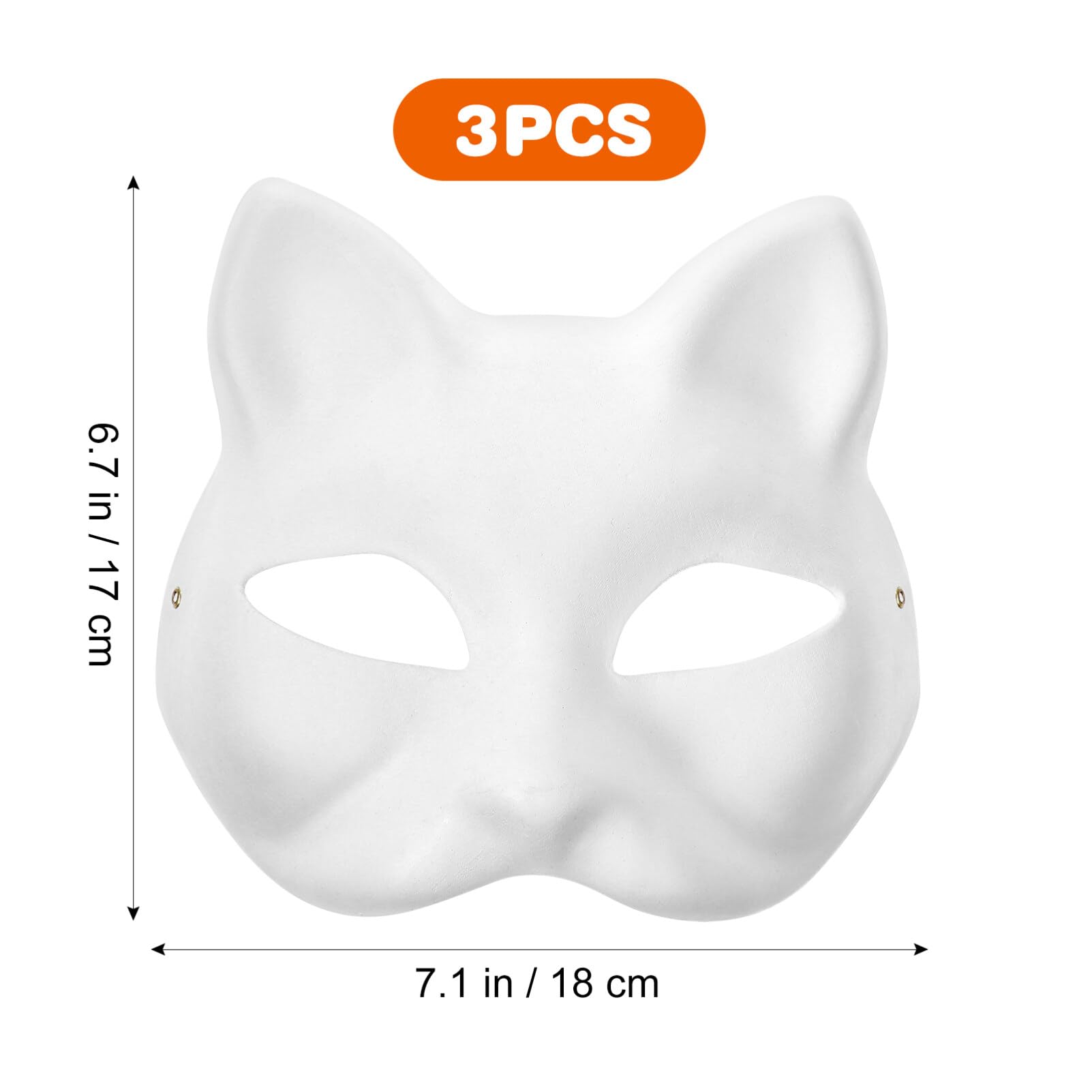 NUOBESTY 3 Pezzi Maschere di Carta Bianca Faccia Maschera Vuota per Decorare Pittura Fai da Te Mascherata Festa in Maschera (Stile Gatto)