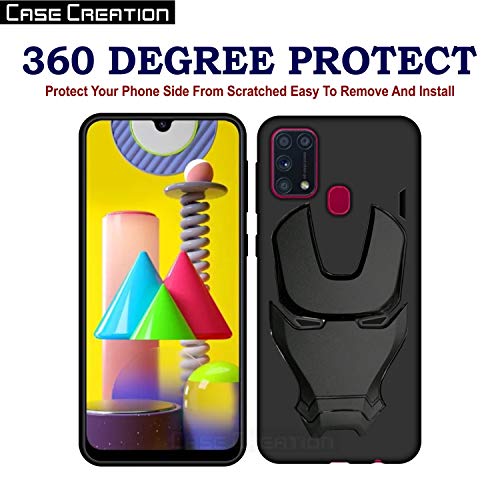 Image of COVERLY Official 3D Smooth Feel Avengers Logo Mask Soft Rugged Grip Silicone Iron Man Engraved Cartoon Movie Engraved Silicone Rubber Matte Back Cover for Vivo Y30 (2020) -HD Black Avenger