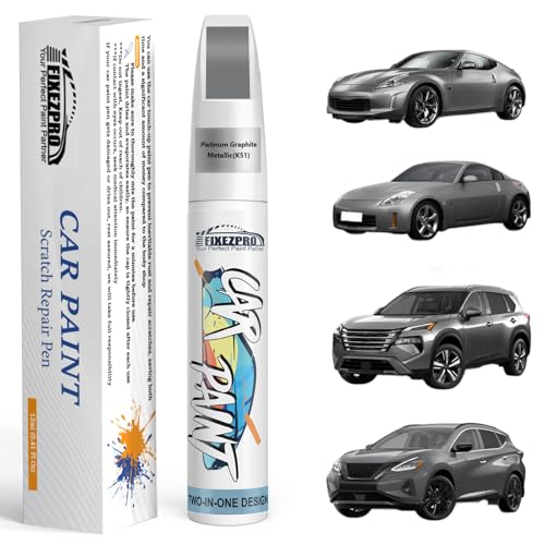 Image of K51 Platinum Graphite Metallic Touch Up Paint for Nissan, Exact Color Match Car Paint Scratch Repair Remover Pen Kit Quick & Easy Fix Vehicle Chips and Automotive Nicks Scuff