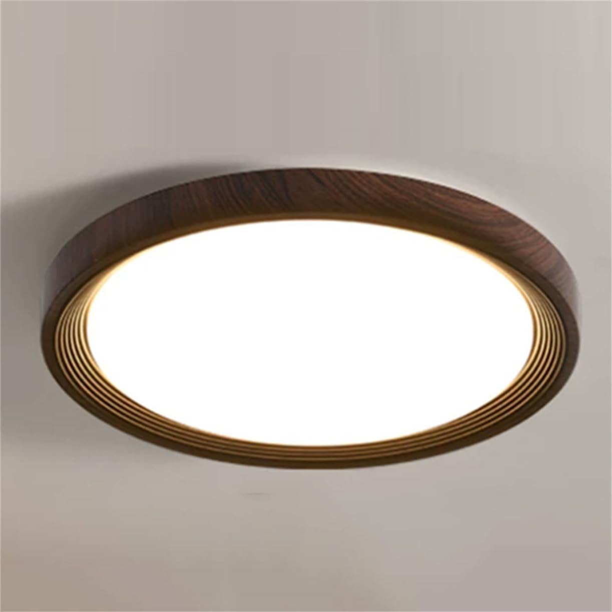 JXYDJH Walnut Wood Grain Lamp Shade Mid-Century Ceiling Lamp Modern LED Ceiling Lighting for Study Room Dimmable Lighting 3CCT Industrial Ceiling Light for Bedroom Kitchen Nursery Workshop