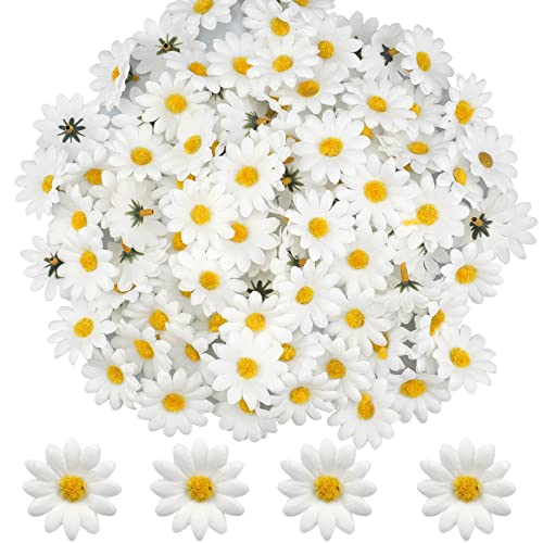 ZoZoMaiy Lot de 100 fleurs de gerbera artificielles en soie - 4 cm - Blanc - Pour fête, mariage, table - Confettis dispersés - Accessoires de scrapbooking,...