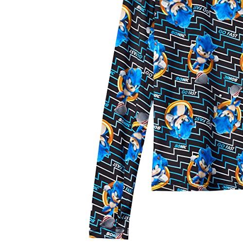 Sonic The Hedgehog Boys Thermal Sets Kids 2 Piece Base Layer Shirt Long John Legging Pajamas Underwear, Black, 8 #TOP4