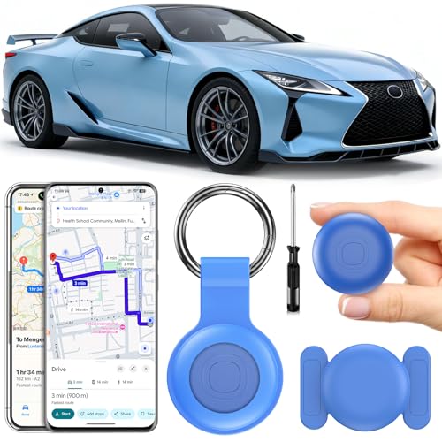 Localizador GPS para Coche, Air Tracker Android Localizador de Objetos Bluetooth, Magnético GPS Tracker Tag Rastreador Magnético Oculto para Coches Sin cuota mensual para Voiture GPS (Azul)