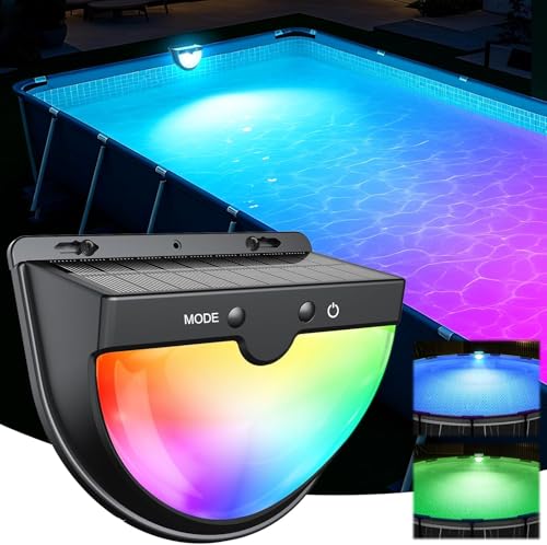PoolLeader 2026 Neu Poolbeleuchtung Solar Pool Lichter Solar für Metallrahmen-Aufstellpool LED Poolbeleuchtung mit Mehrfarbig Lichtmodi Wasserdicht und Stoßfest Pool Lampen LED für Garten