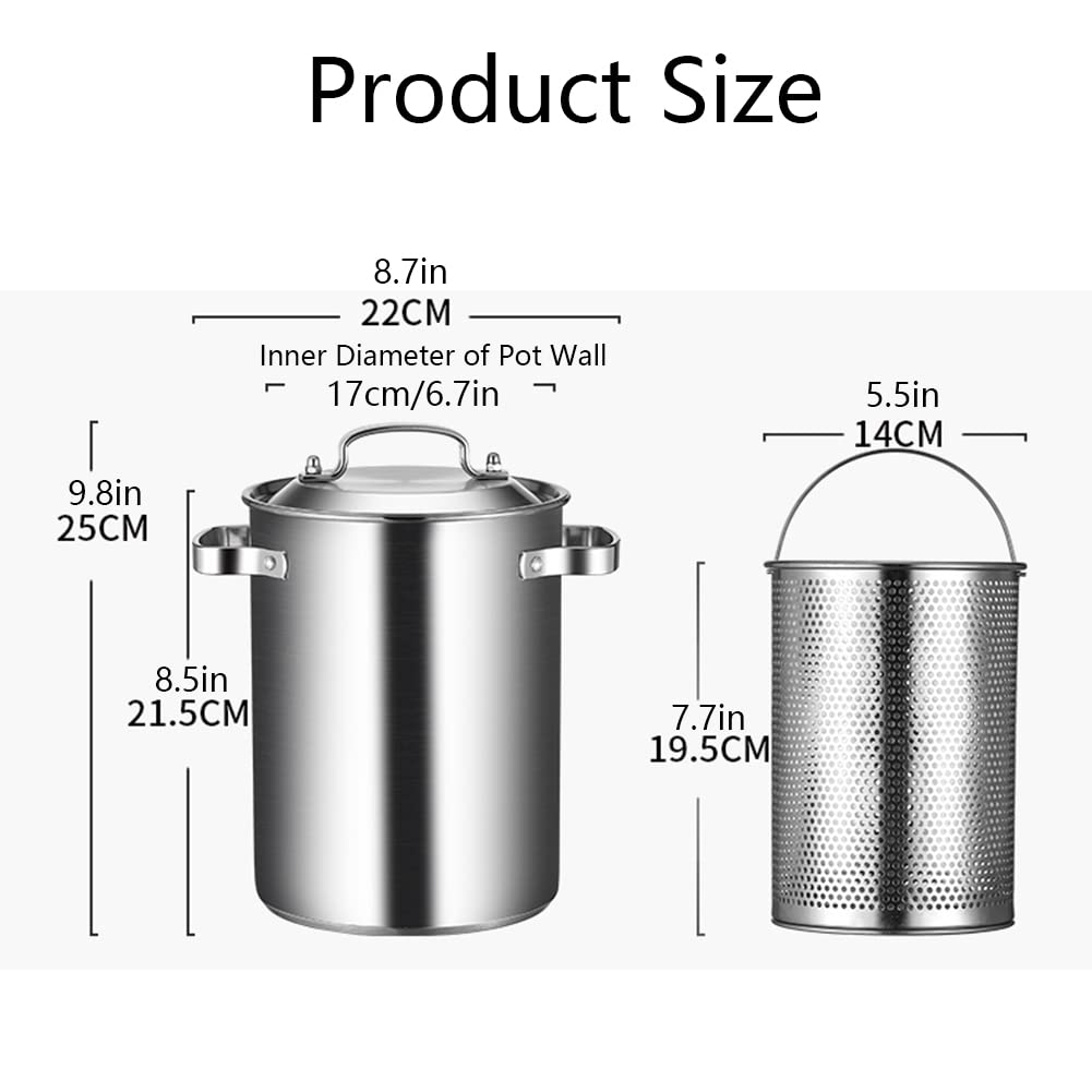 4L Spargeltopf, Spargeldampfgarer Pasta Pommes Frites Topf 304 Edelstahl Pasta Herd Herd Herd mit Siebkorb und Deckel für Home Kitchen Restaurant (Silber)