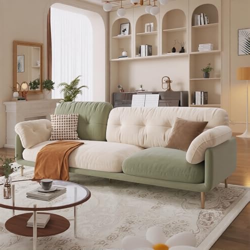 Image of A to Z Furniture Classic Chesterfield Sofa Set Luxury Chesterfield Sofa in for Home Living Room & Office (3 Seater Sofa Green & Beige)
