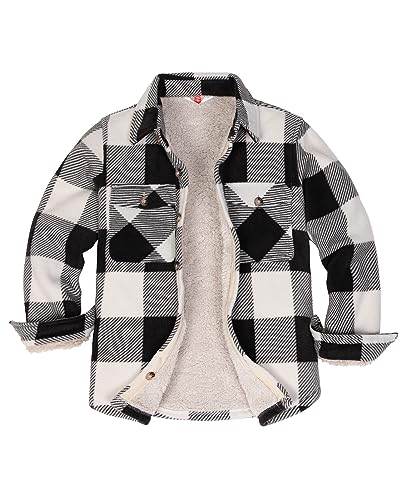 Image of ThCreasa Boys Sherpa Lined Plaid Button Shirt Jacket