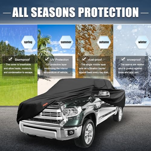 Image of X AUTOHAUX Car Cover for Toyota Tacoma Crew Cab Pickup 2005-2021 Aluminum Film Outdoor Waterproof Sun Rain Snow Hail Protection with Driver Door Zipper