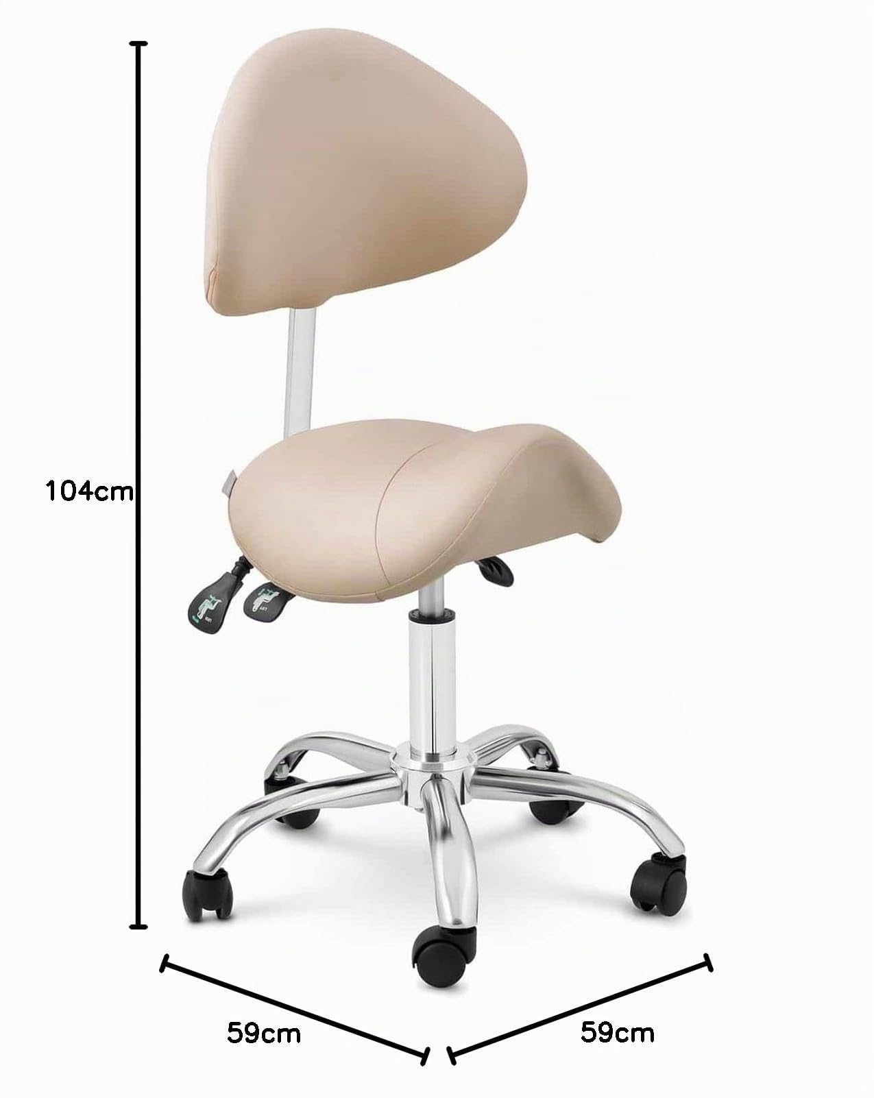 Physa Mannheim Cream Chaise Selle De Cheval Crème Argent Dossier Et Siège Réglables en Hauteur Tabouret De Cheval