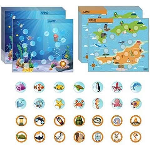 60 Pack Classroom Incentive Charts Explorer Sea Nautica Theme with 1008 Animal Venture Stickers Cover