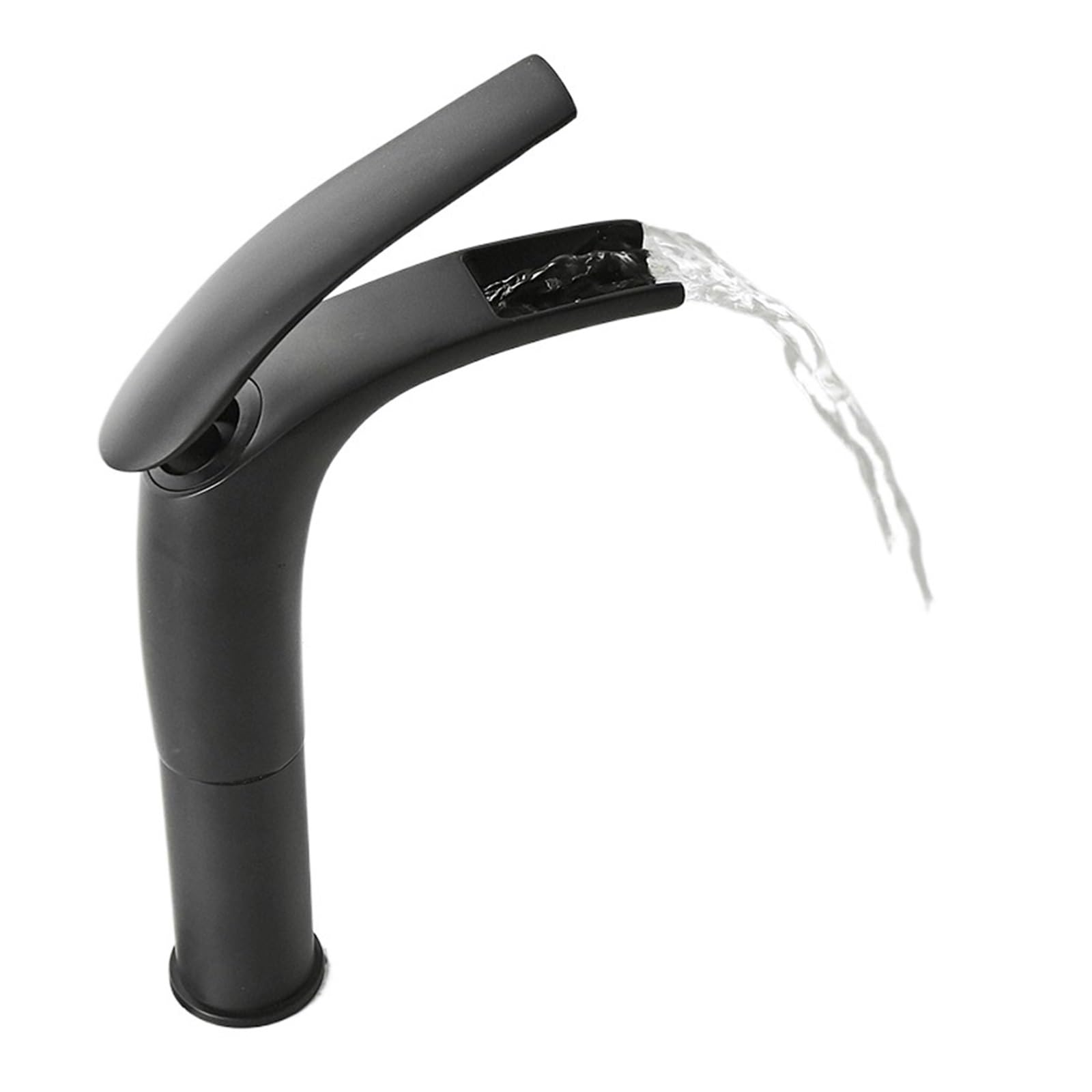 CVFRDD Copper Waterfall Basin Faucet, Hot Cold Mixer Basin Sink Tap, Black White Bathroom Mixer Crane Home Hardware(A High Black)