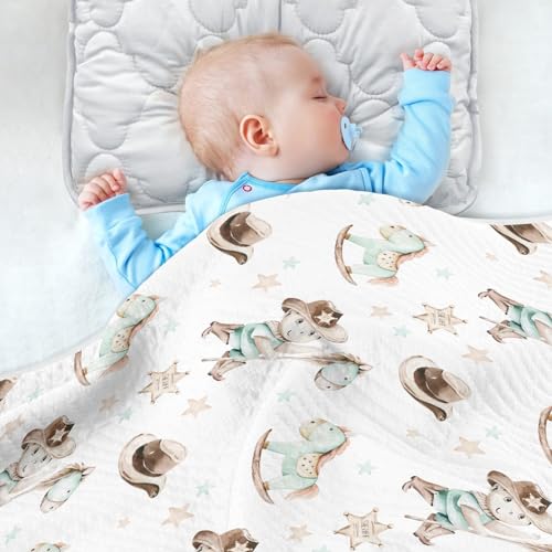 Image of Western Cowboy Baby Swaddle Blanket for Boys and Girls, Muslin Baby Receiving Swaddle Blanket, Soft Cotton Nursery Swaddling Blankets for Newborn Toddler Infant