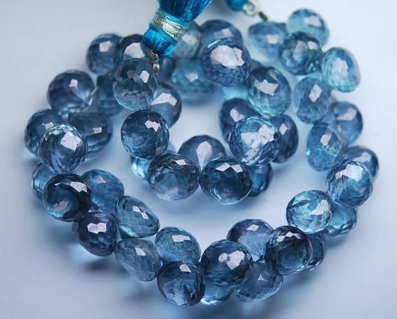 Quartz bleu mystique facetté en oignon 8-9mm pour la création de bijoux DIY