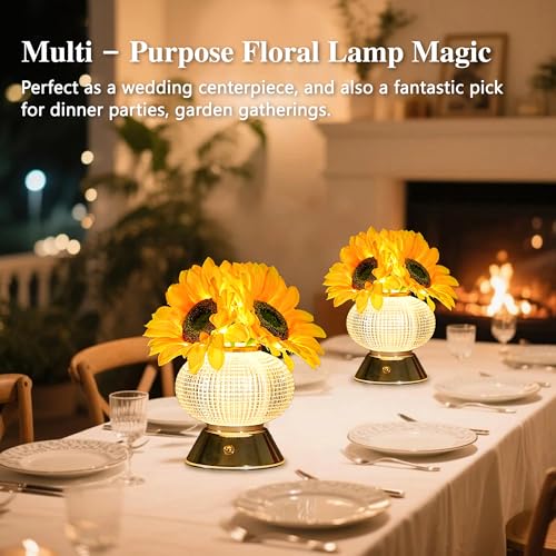 Image of Sunflower Flower Lamp, Decor Lamp for Bedroom Bar Coffee Shop Wedding, Gifts for WomenMom Daughter Grandma Aunt Girlfriend Friend Birthday Christmas Valentines Mothers Day