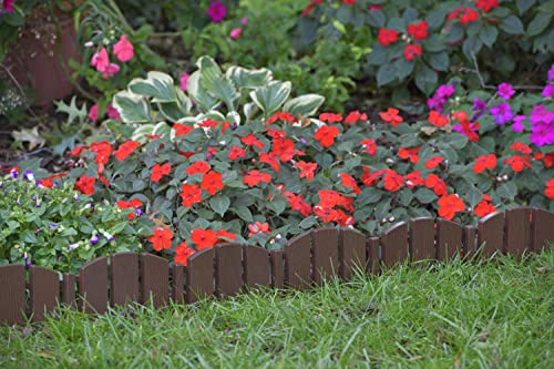 EasyFlex No-Dig Landscape Edging with Anchoring Spikes, 4.5 in. Tall Decorative Adirondack Wood-Look Fence Garden Border, 15 Foot Kit, Brown (3600BR-15C-6) by EasyFlex - Image 4