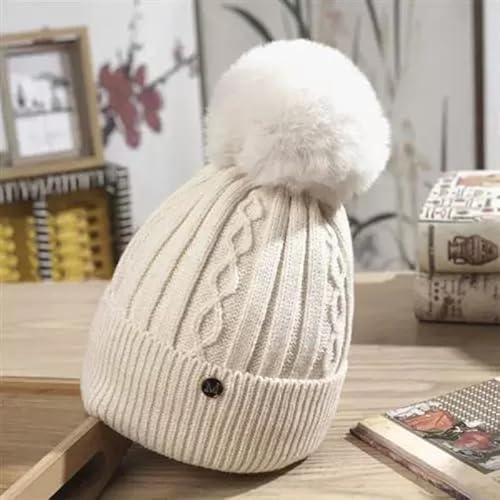 Chapéu de inverno feminino com forro de lã grossa Chapéu de lã grossa Versão coreana da moda(Bege)