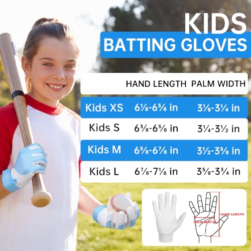 Image of HANDLANDY Baseball Batting Gloves for Adult Youth, Grip Breathable Softball Batting Gloves Fit Men Kids Boys Girls