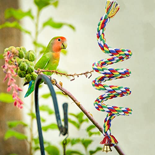 Pássaro corda de algodão balanço poleiro brinquedo para mastigar gaiola de papagaio com sino para pe