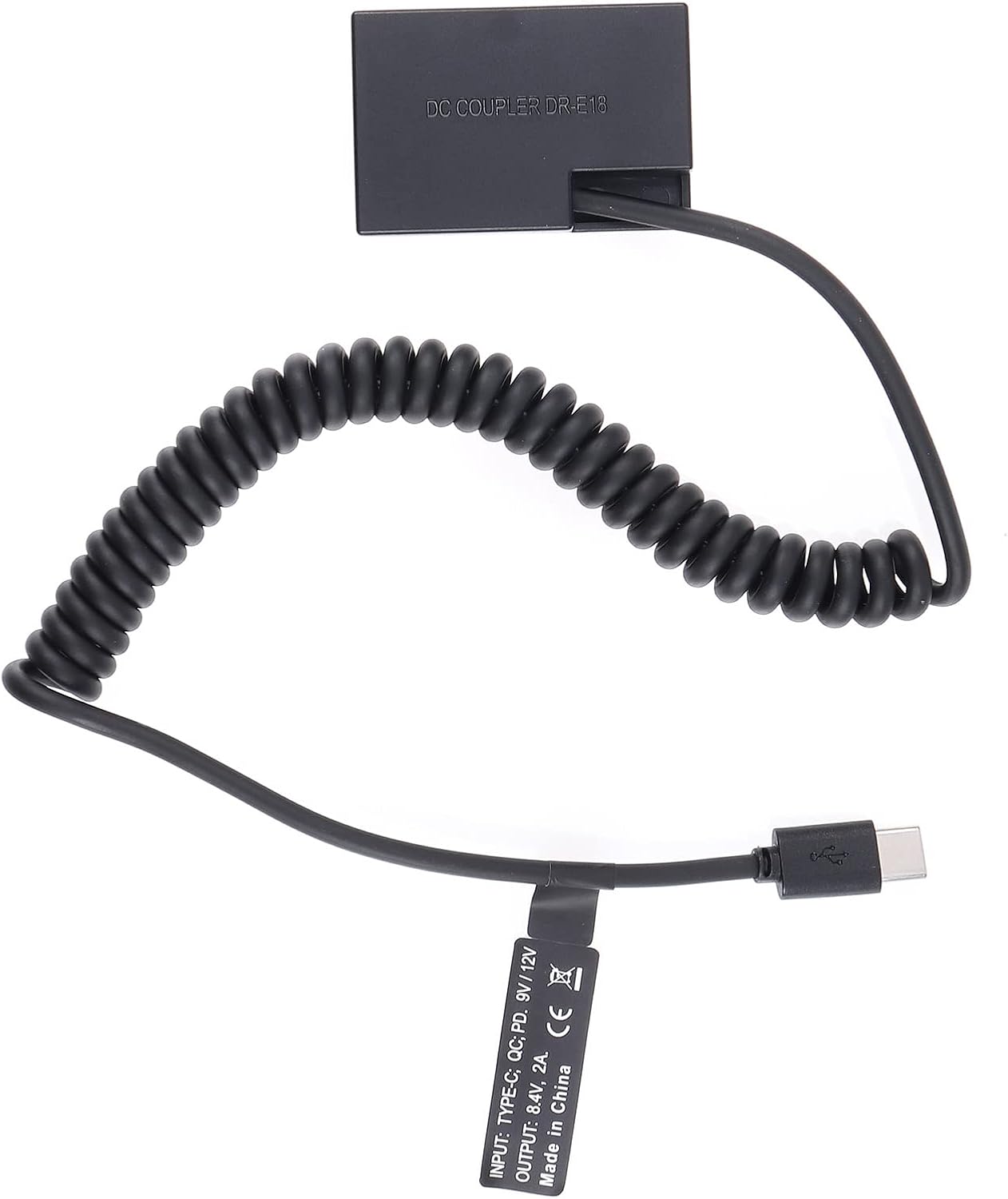 FocusFoto USB-C Type-C to Full Decoded LP-E17 Dummy Battery DR-E18 Coupler Power Adapte Spring Cable for Canon EOS R8 R10 RP 77D 200D Mark II 250D 750D 760D 800D 850D；Rebel T6i T6s T7i T8i SL2 Camera