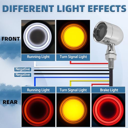 Image of Motorcycle Bullet Turn Signals LED Front Rear Lights 4 PCS, 40 LEDs Retro Switchback Turn Brake Light Blinkers Universal Fit Harley Chopper Bobber Sporsters Chopper Bobber Suzuki Honda-Chrome