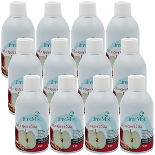 TimeMist Premium Metered Air Freshener Refills - Dutch Apple Spice - 7.1 oz (Case of 12) - 1042818 - Lasts Up To 30 Days and Neutralizes Tough Unwanted Odors