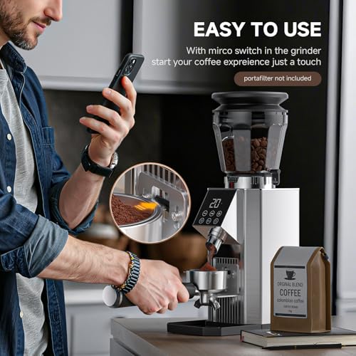 Image of AMZCHEF Conical Burr Coffee Grinder, 48 Grind Settings, Anti-Static Burr Mill with Precision Timer & LED Touchscreen, for Espresso, Drip, Pour Over, Cold Brew & French Press 2