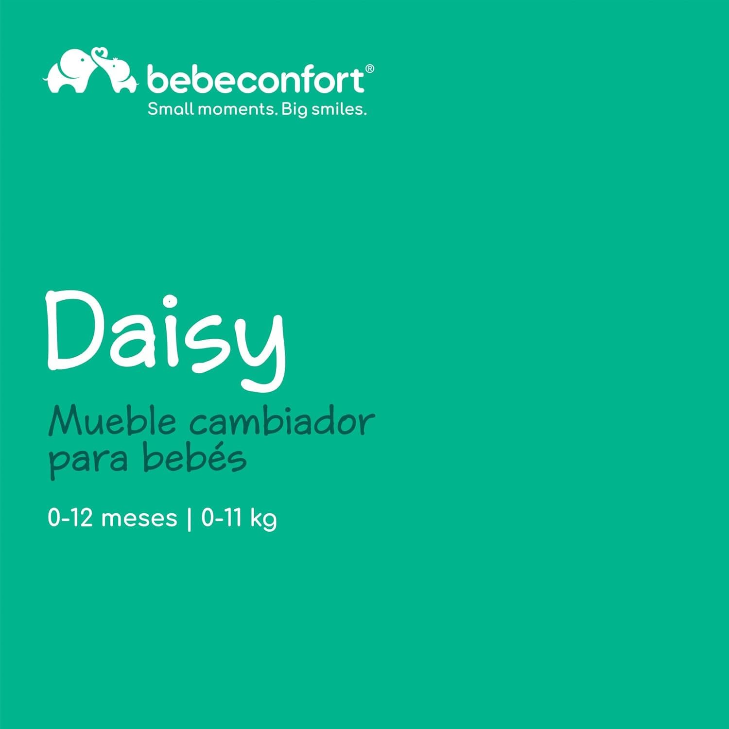 Bebeconfort Daisy, Cambiador Bebé Mueble, 0-12 M (11 kg), Cambiador Incluido, Impermeable, Fácil Limpieza & Montaje, Seguridad Garantizada, Fácil Acceso al Bebé, Estante, Madera Natural