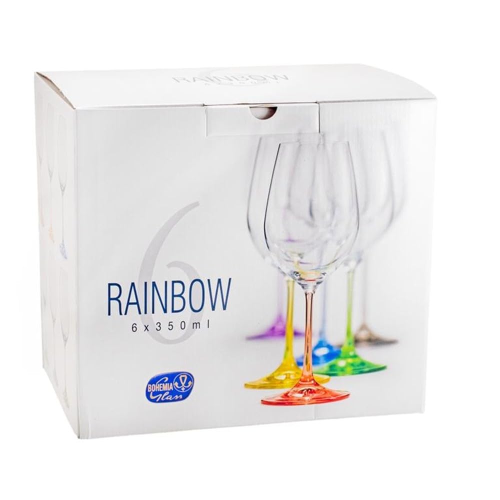 Set 6 copas vino modelo RAINBOW 22.5 cm. pie colores surtidos 35 cl.
