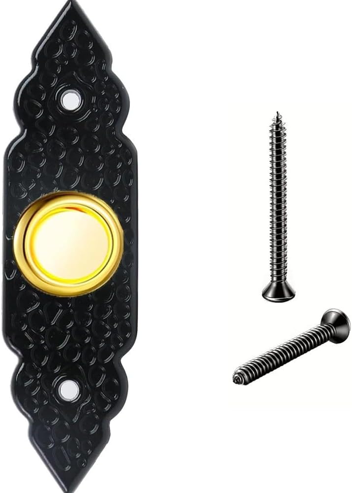 Zinc Alloy Wired Doorbell Push Button with Illuminated LED Light DC 12-24V Systems – Weatherproof Front Door or Garage Door Opener Replacement, Black (3.82 x 1.06 in)