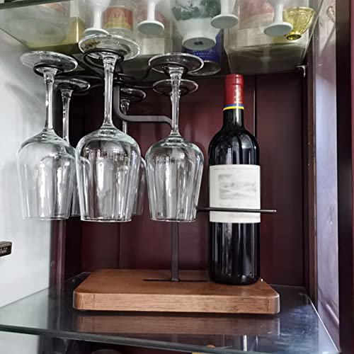 Soporte de vino y copas de mesa negro y bronce miniatura 7